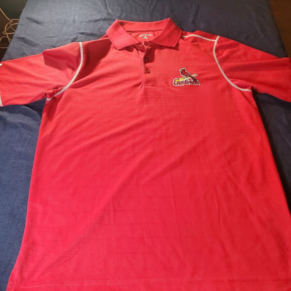 St Louis Cardinals Antigua Polo Shirt Size Medium M Red MLB Fan Gear Apparel